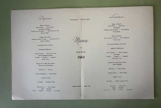 Lot de 4 Menus Compagnie Générale Transatlantique French Line
