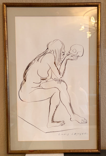 Dessin original Louis LEYGUE (1905-1992) - Encre de Chine / Nu & Vanité