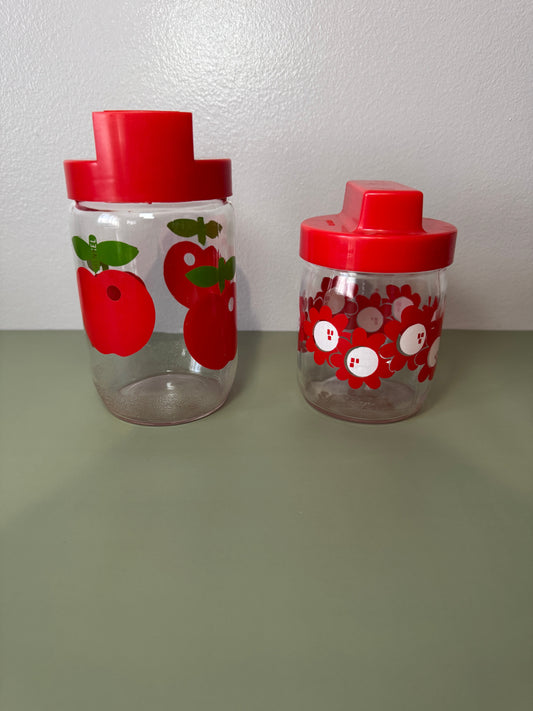 Lot de deux pots rouges vintage Belles Trouvailles