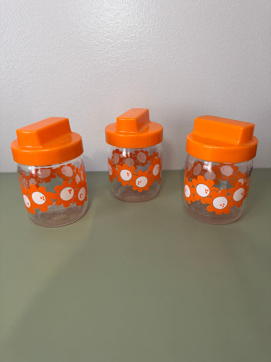 Lot de trois pots oranges vintage Belles Trouvailles
