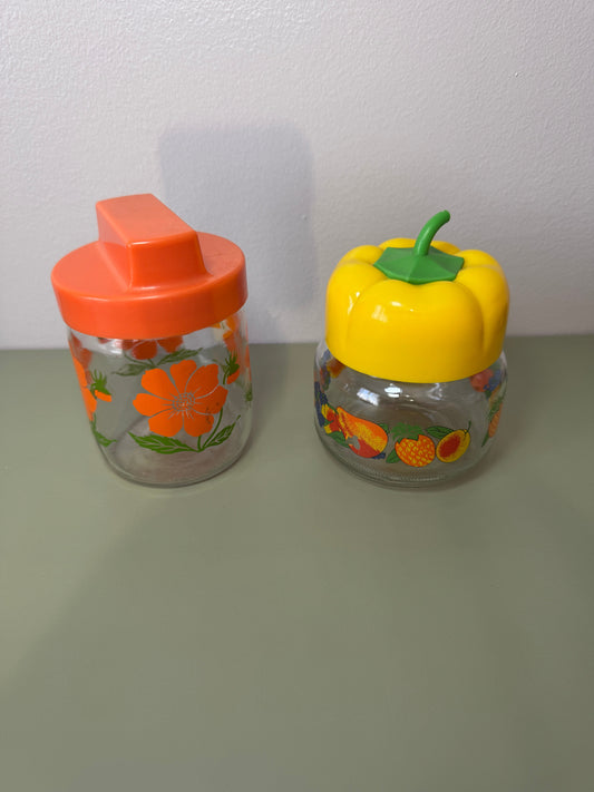 Lot de deux pots colorés vintage Belles Trouvailles