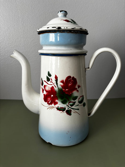 Cafetière émaillée décor fleuri Belles Trouvailles