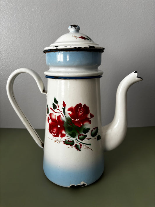 Cafetière émaillée décor fleuri Belles Trouvailles