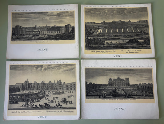 Lot de 4 Menus Compagnie Générale Transatlantique French Line