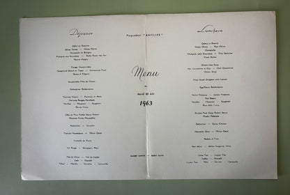 Lot de 4 Menus Compagnie Générale Transatlantique French Line