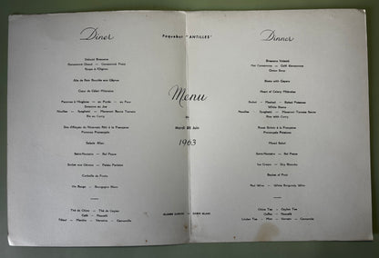 Lot de 4 Menus Compagnie Générale Transatlantique French Line