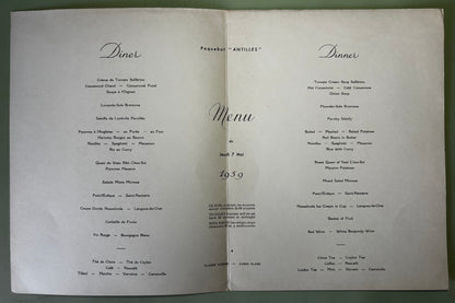 Lot de 5 Menus Compagnie Générale Transatlantique
