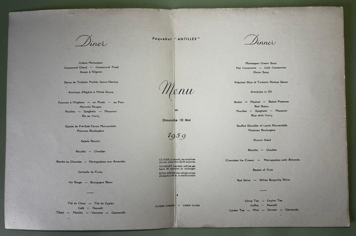 Lot de 5 Menus Compagnie Générale Transatlantique