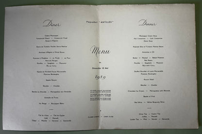Lot de 5 Menus Compagnie Générale Transatlantique