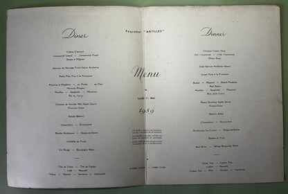 Lot de 5 Menus Compagnie Générale Transatlantique