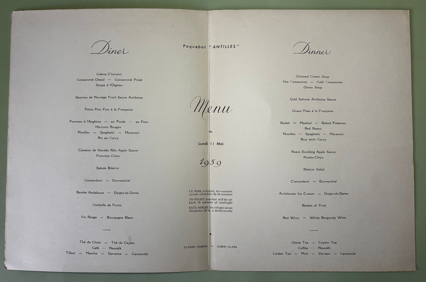 Lot de 5 Menus Compagnie Générale Transatlantique