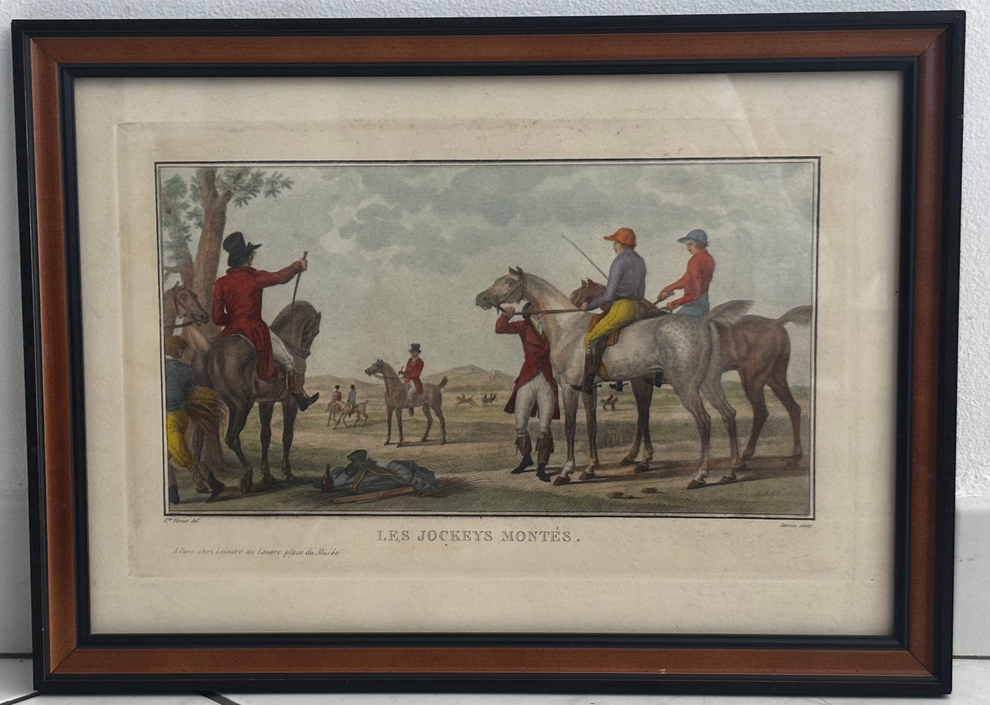 Gravure ancienne d'après Carle Vernet "Les Jockeys montés" - Darcis sculp